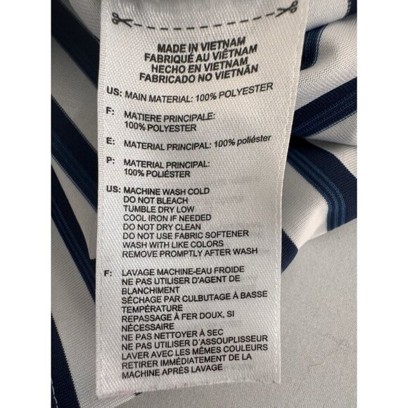 Adidas Polo Shirt Mens XXL Performance Navy White Striped 2XL Logo Golf Sports - Picture 13 of 15